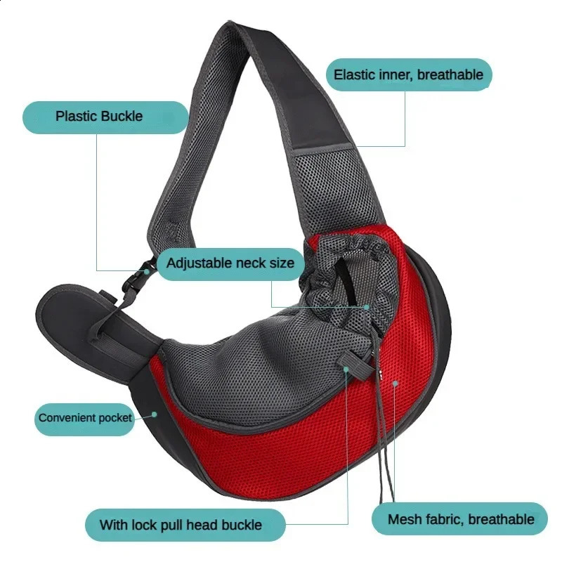 Portable Pet Front Bag Dog Backpack Mesh Breathable Pet Shoulder Bag Outgdoor Travel Puppy Slings Handbag Tote Pouch 250206