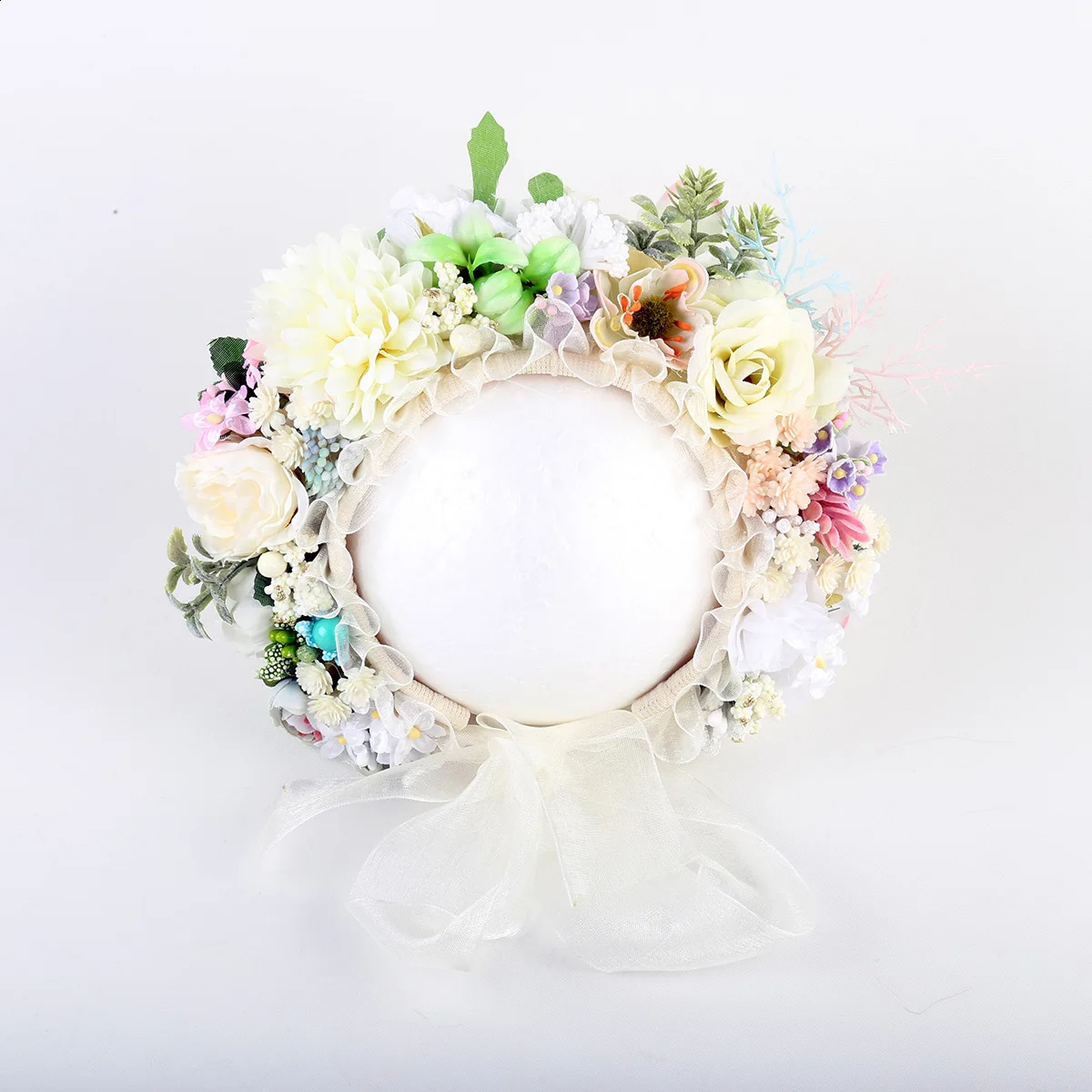 Vintage born Floral Bonnet Baby girl Hat For Knitted born Garden Flower Bonnet For Po Shoot Props 250206