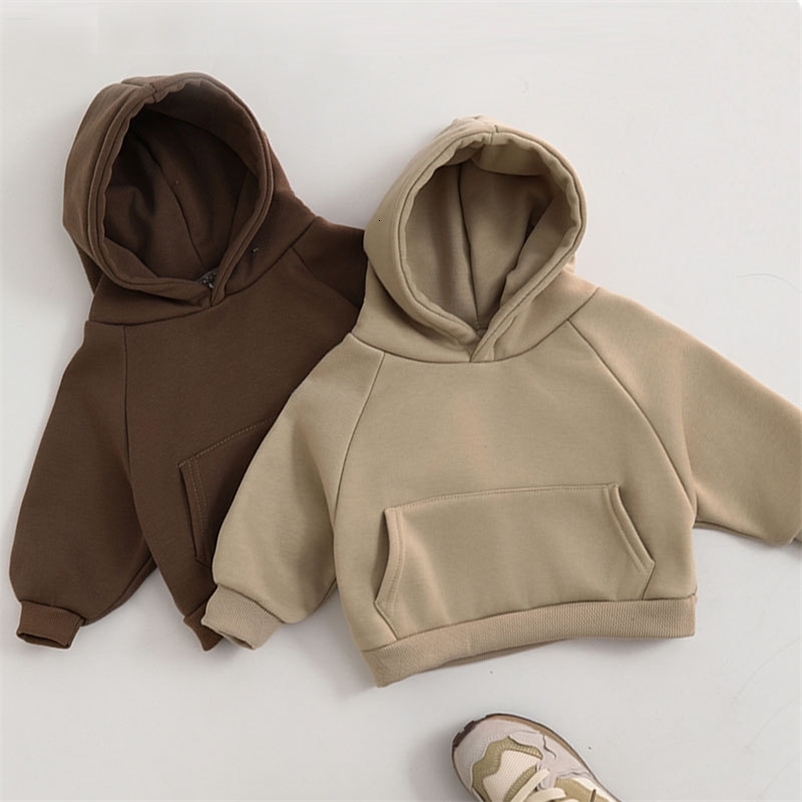 Spring Autumn Infant Baby Boys Warm Pure Color Cotton Long Sleeve Kid Boy Pullovers Large Pockets Little Boy Hoodies 250121
