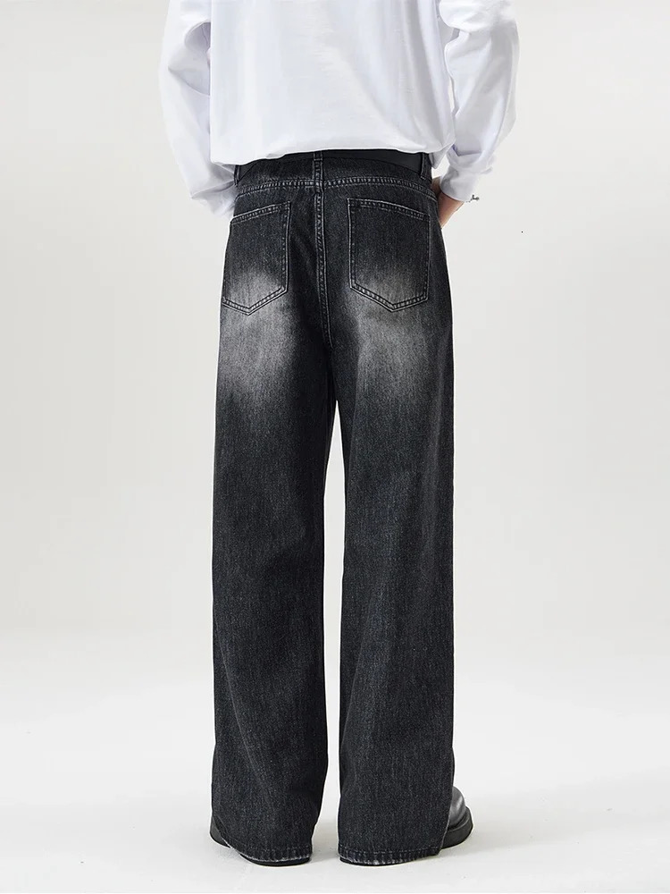 4 Colors Autumn Vintage Distressed Mens Baggy Straight Jeans Fashion Korean High Street Denim Pants Streetwear Male Trousers 250207