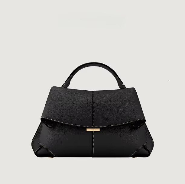 French Genuine Leather Smile Pleated Design One-Shoulder Large Capacity Commuter Handbag Messenger Bag Genuine Leather Cartoon