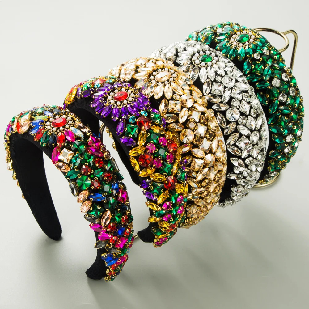 Sponge Flannel Baroque Crystal Headband Heavy Industry Full Diamond Super Flash Vintage Court Style Hair Accessories 250207
