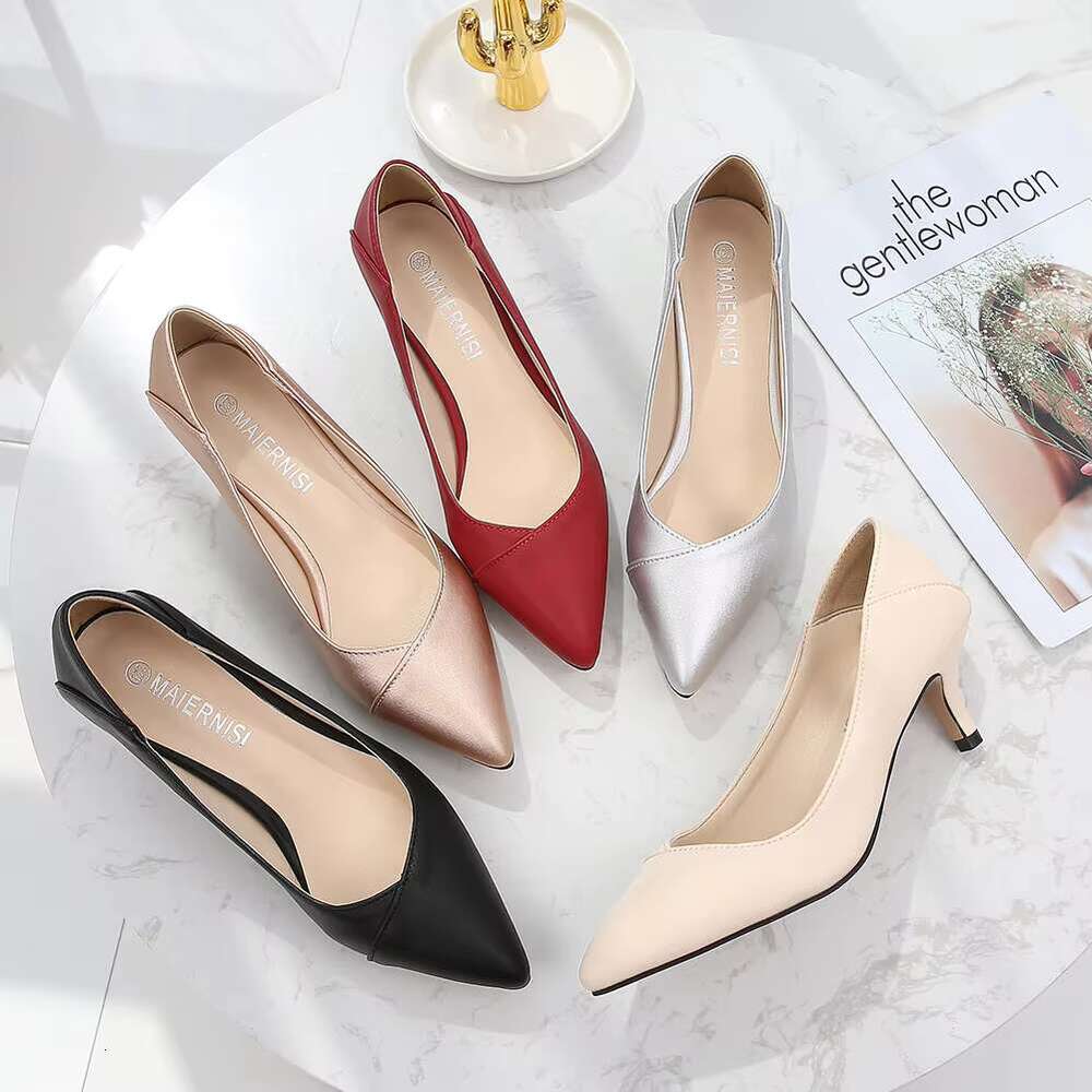 Pointed Stiletto Heels Sexy Shallow Mouth Single Plus Size 46 Women's Work Dress Shoes High Heel Pumps