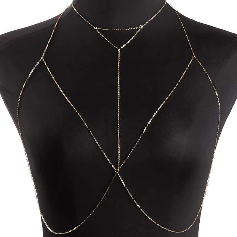 Sexy Chest Bikini Chains Art For Women Sequined Cross Waist Female Body Jewelry Beach Belly Chain