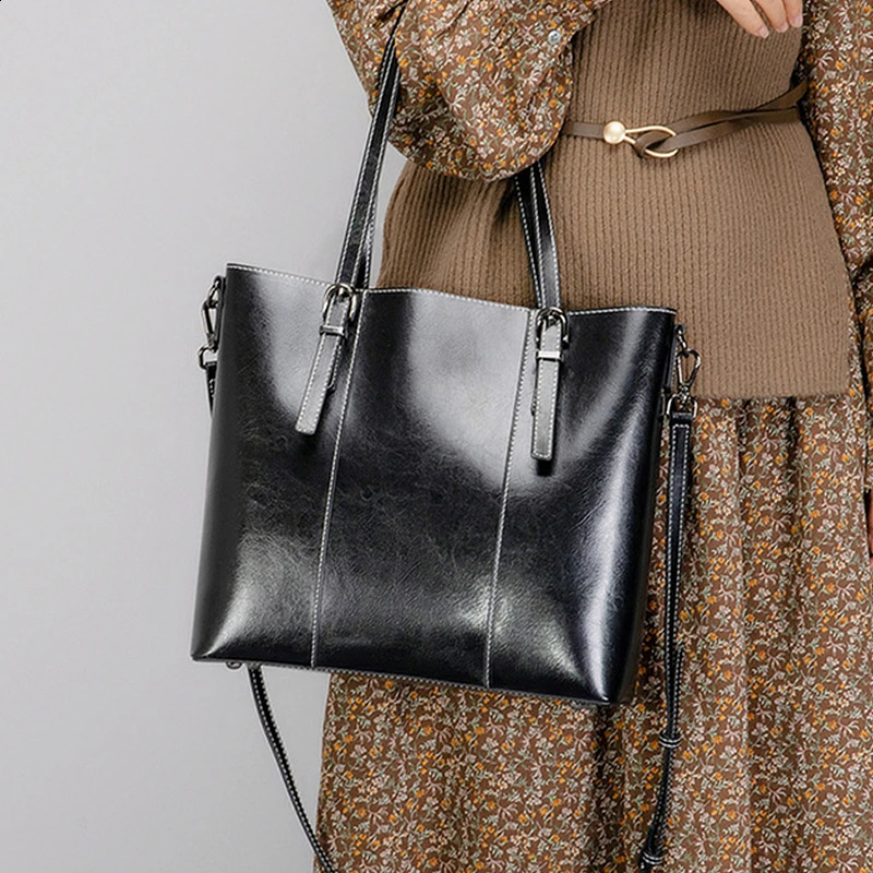 Toptrends Retro Genuine Leather Large Tote Handbags For Women Winter ner Travel Shopper Ladies Shoulder Crossbody Bags 250206