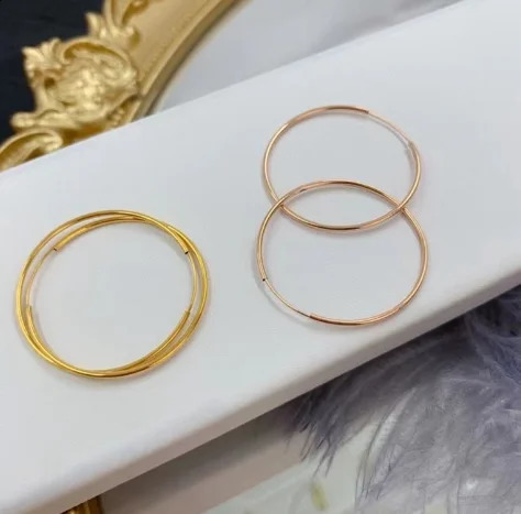 100% real 18k gold hoop earrings for women party gift au750 jewelry round circle big hoop earrings 1cm-5cm 250207