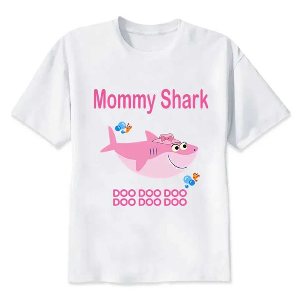 Matching Family Outfit For Birthday Shark Theme T-shirt Birthday Kids Funny Party Family Look Clothes Father Mother Daughter Son W250207