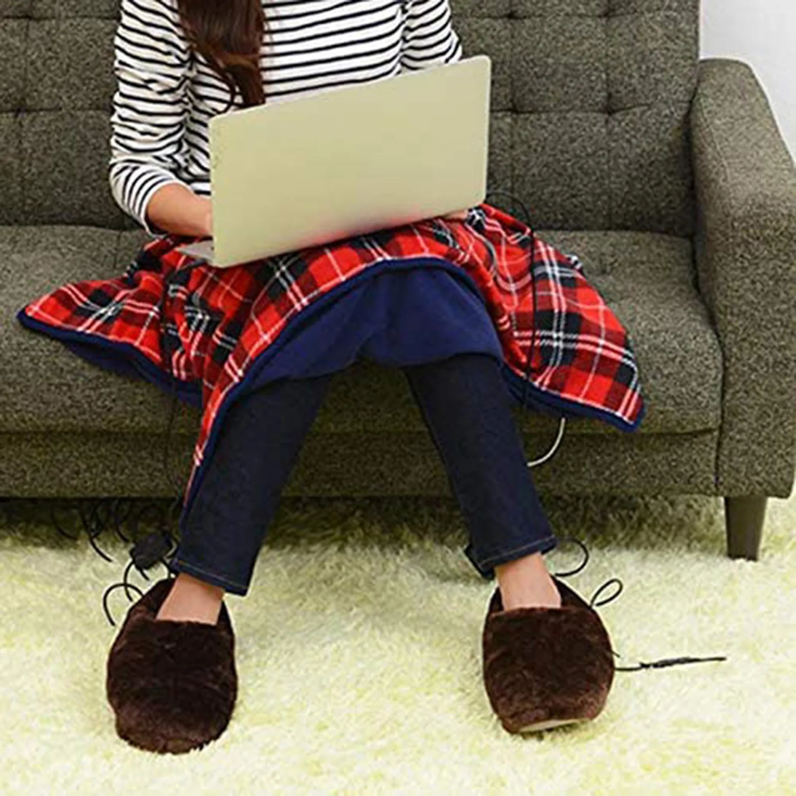 Fast Heating Slippers Winter Usb Electric Heated Foot Warmer Shoes Unisex House Indoor Thermal Plush Babouche Christmas Gift 250120