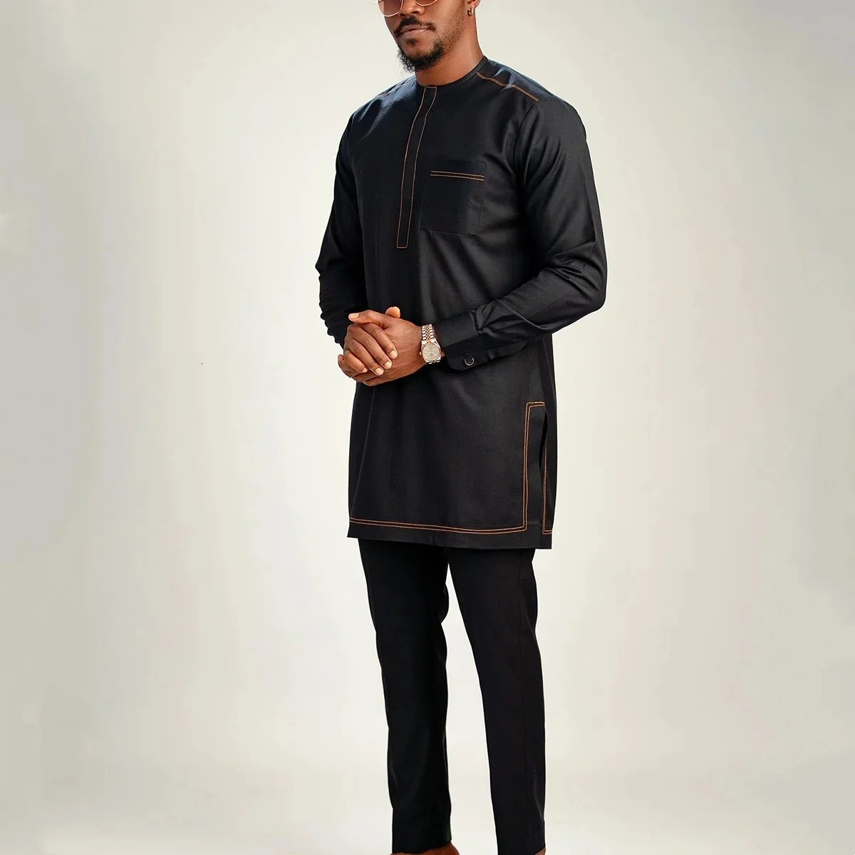 African traditional mens fashion suit ious casual slim fit embroidered elegant and 250207