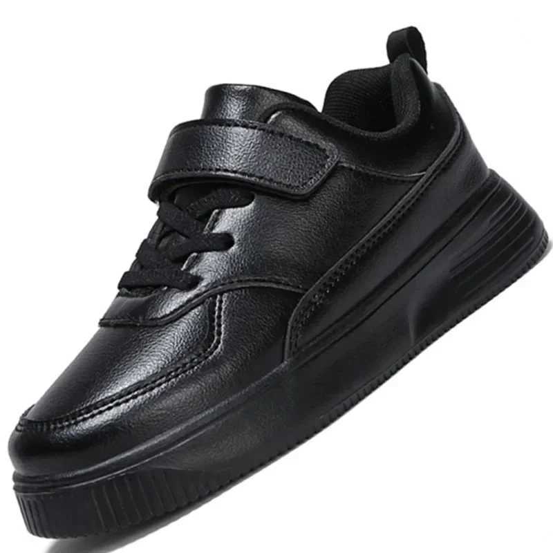 Platform PU Leather Breathable Childrens Sports Shoes 2022 New Casual Childrens Baby Shoes Black and White Preschool Girls and Boys Running Sports W25
