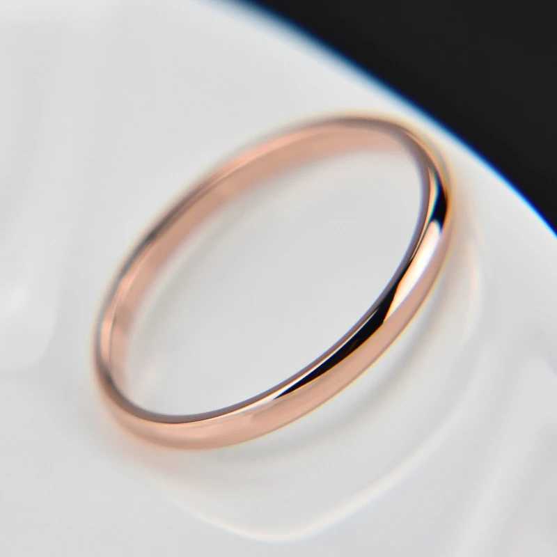 #4 5 6 7 8 9 10 Size Thin Titanium Steel Couple Ring Smooth Fashion 18K Rose Gold Finger Ring 1pc For Women and Men Jewelry gift W250207