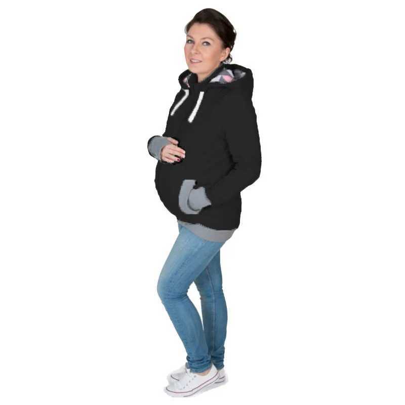 Pregnant womens hoodie jacket three in one hoodie winter kangaroo pocket pregnant womens sweater jacket W250207