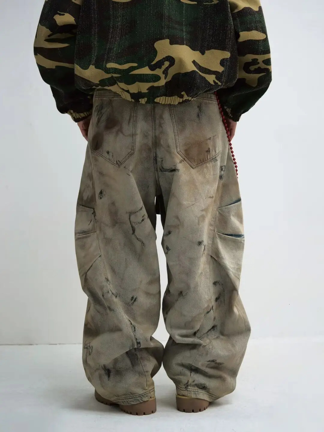 High Street Retro Washed Tie-Dye Distressed Jeans Men Women American Hip-Hop Rap High Waist Loose Jeans Casual Straight Pants 250206