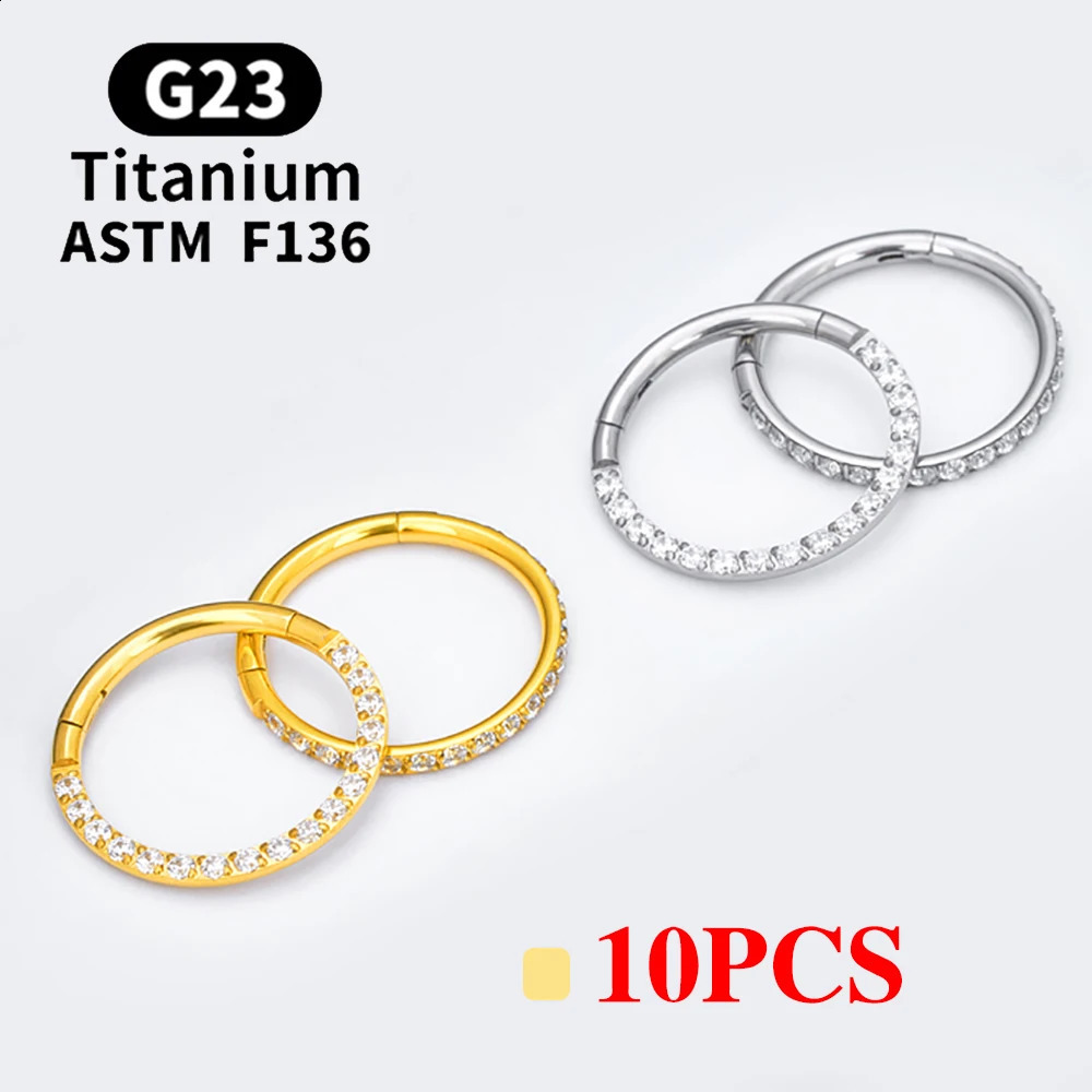 10PCS G23 Lip Hinged Earrings Hoop Round Tragus Cartilage Helix Segment Ear Nose Ring Body Piercing Jewelry 250207