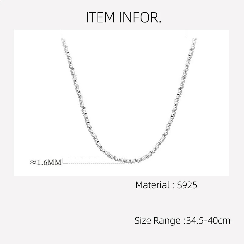 La Monada 34.55.5cm Womens Necklace 925 Silver Chains Woman On Neck Silver Irregular Bead Women Necklace Silver Girls 250120