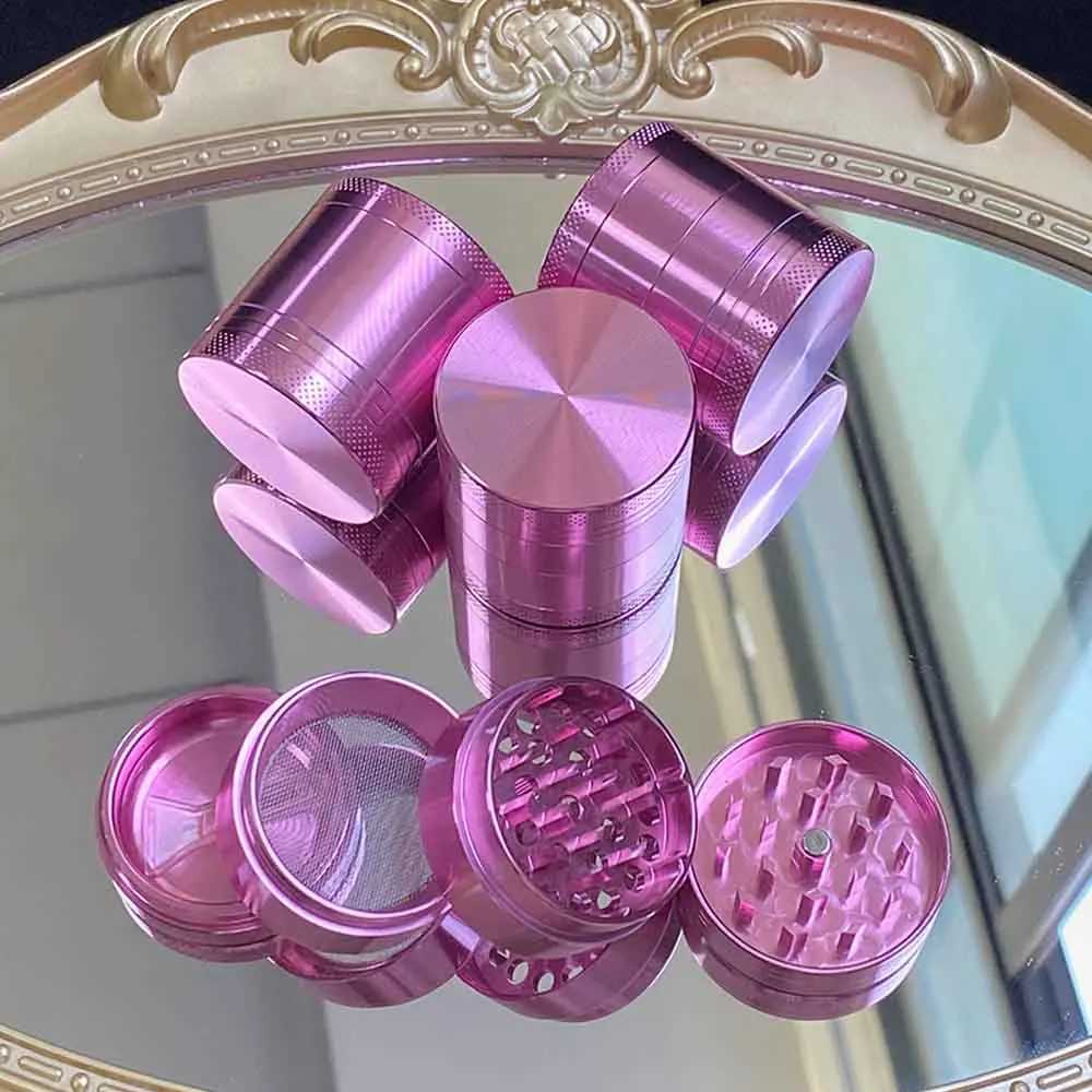 1PCS Pink Grinder Aluminum Alloy 40mm/50mm High Quality Crusher Mill Girly Birthday Gift Tobacco Herb Smoking AccessoriesXJ250207
