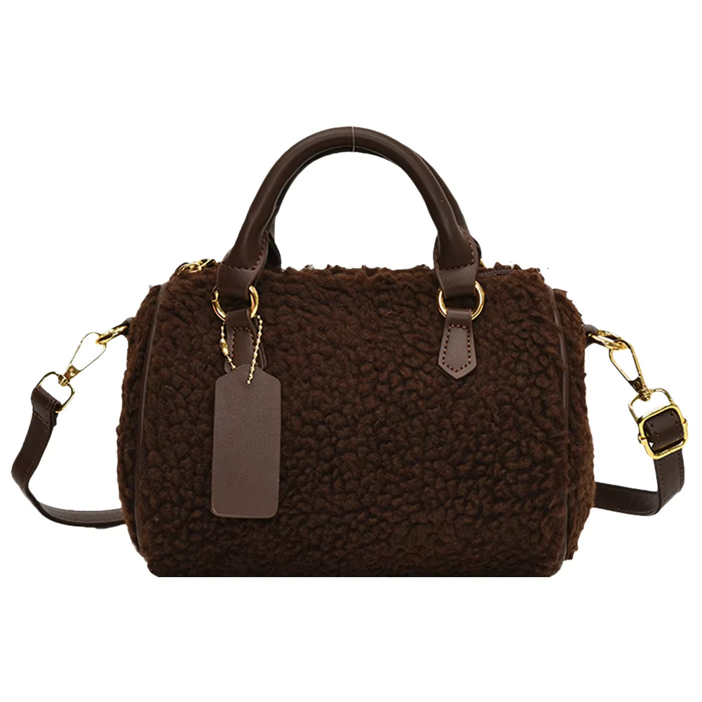 Furry Handbag Purses For Women PU Leather Shoulder Fluffy Crossbody Fall Winter Ladies Plush Top Handle Clutch Purse Bag Polyester Gender Neutral
