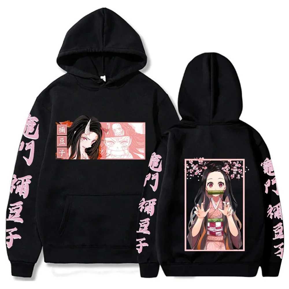 Japanese anime demon killer hoodie womens Kamado Nezuko printed sweatshirt autumn Harajuku warm streetwear plus size hoodie W250207