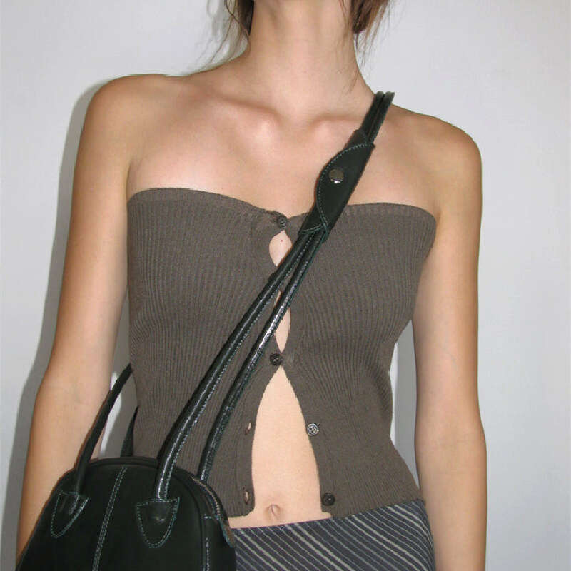 2025 European and American autumn popular women's sexy hot girl cardigan thread external internal wear strapless vest new casual fashion trend cl