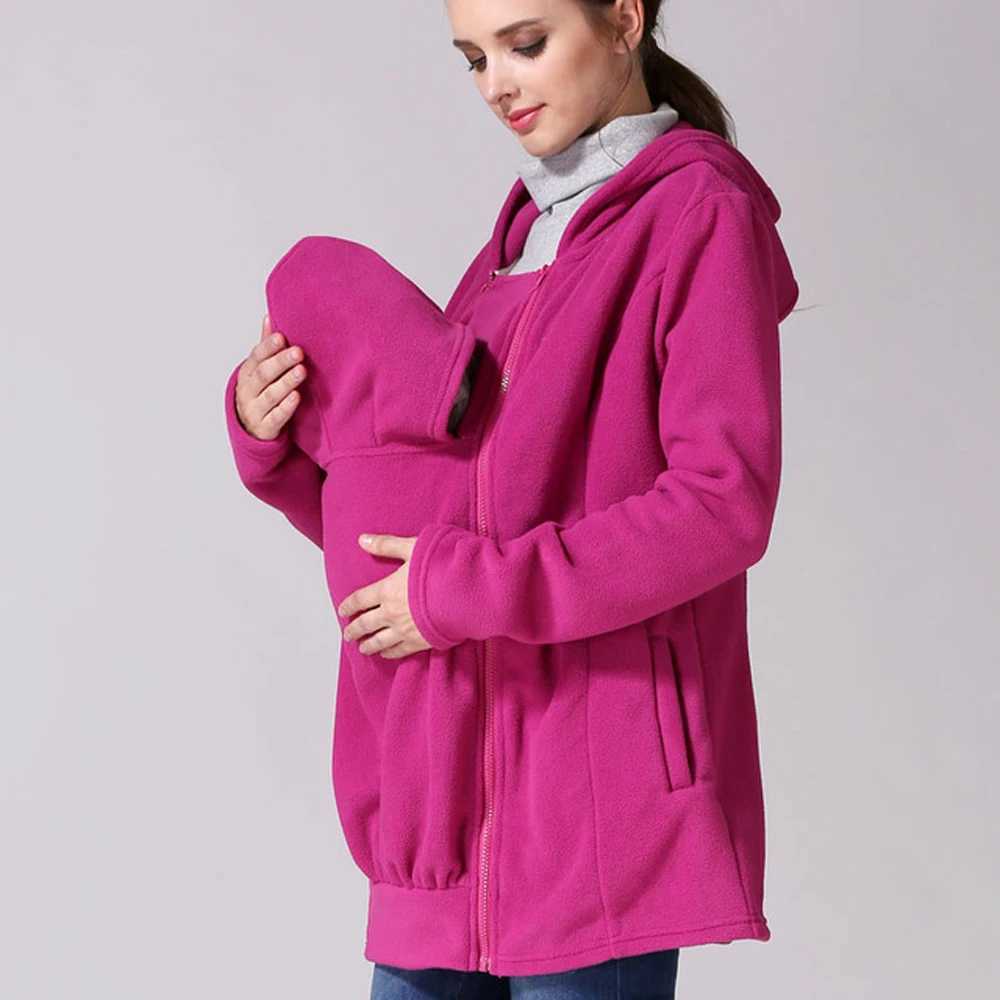 Maternity Clothes Thicker Baby Carrier Jacket Winter Fleece Kangaroo Mums Coat Removable Baby Panel Maternity Hoodies W250207