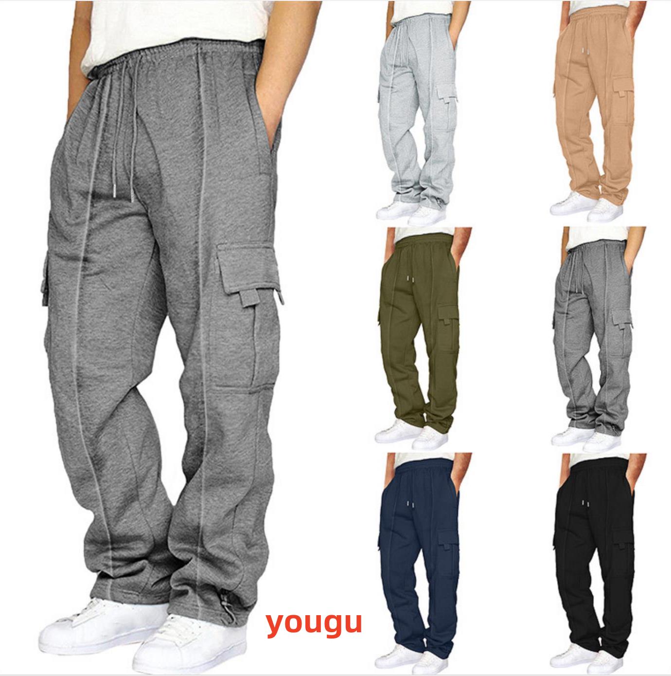 Men's Pants Men Cargo Sweatpants Baggy Athletic Drawstring Elastic Waist Pant Heavyweight Trousers Pro Club With Pocket