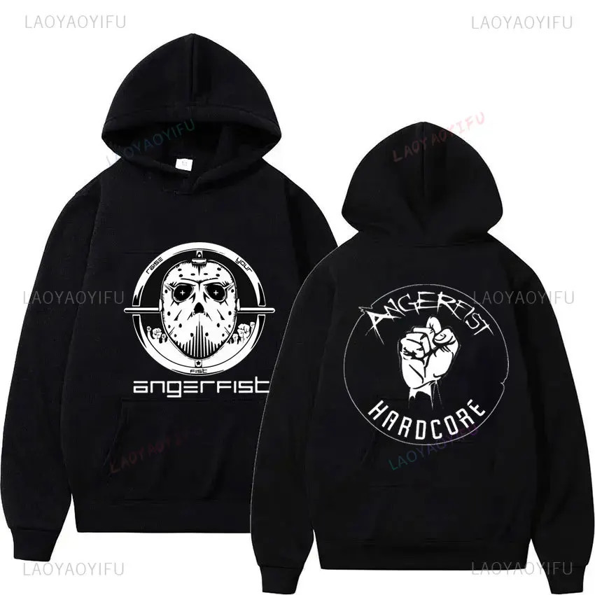 Fashionable Angerfist Mens Hoodie Hard CORE TECHNO MAINSTREAM GABBA Womens Dutch Gabber Music Sweatshirt 250207