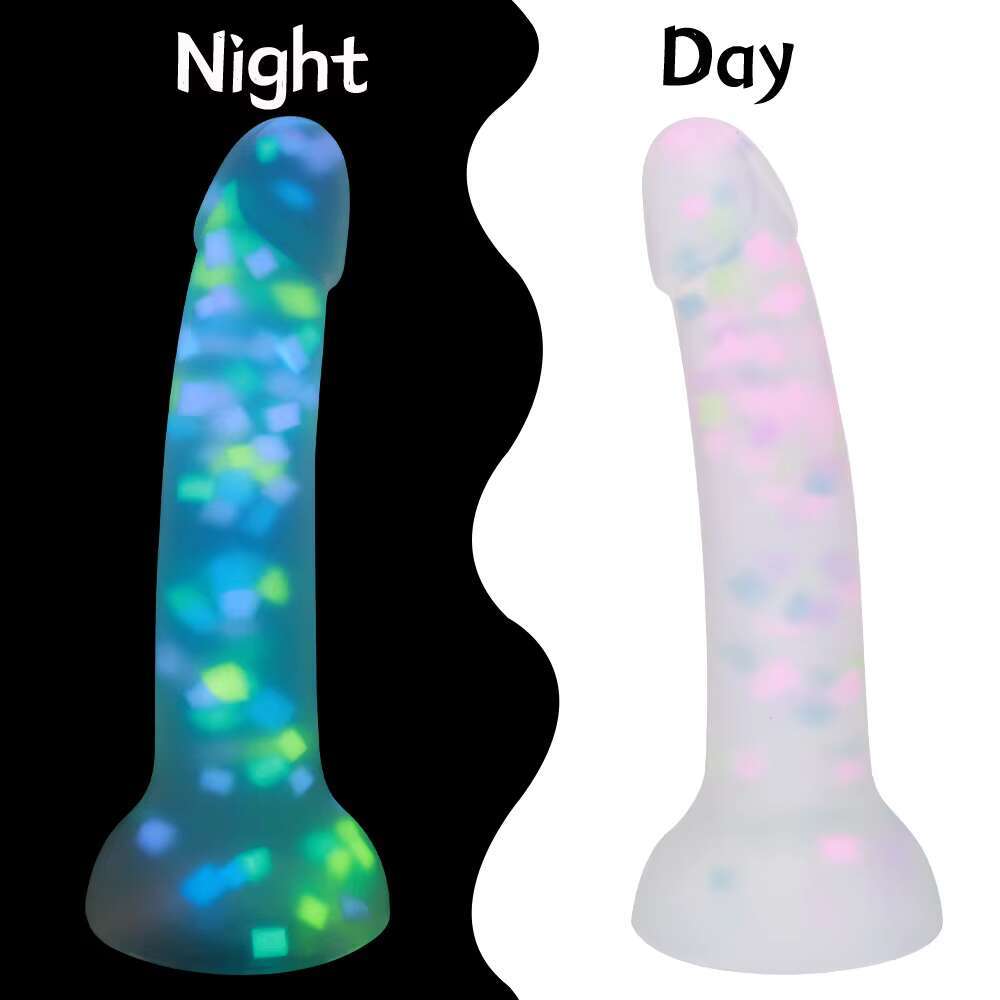 Luminous jelly colorful particles silicone soft simulation dildo anal plug G-spot stimulation female masturbator sex toys