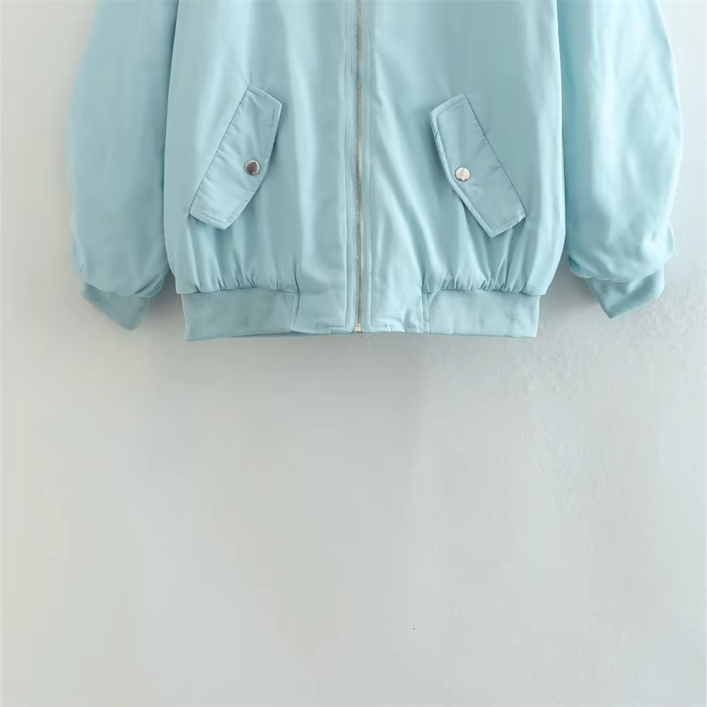 Unizera2025 Autumn And Winter New Women's Fashion Style Stand Up Neck Solid Loose Fit Flight Jacket Cotton Coat