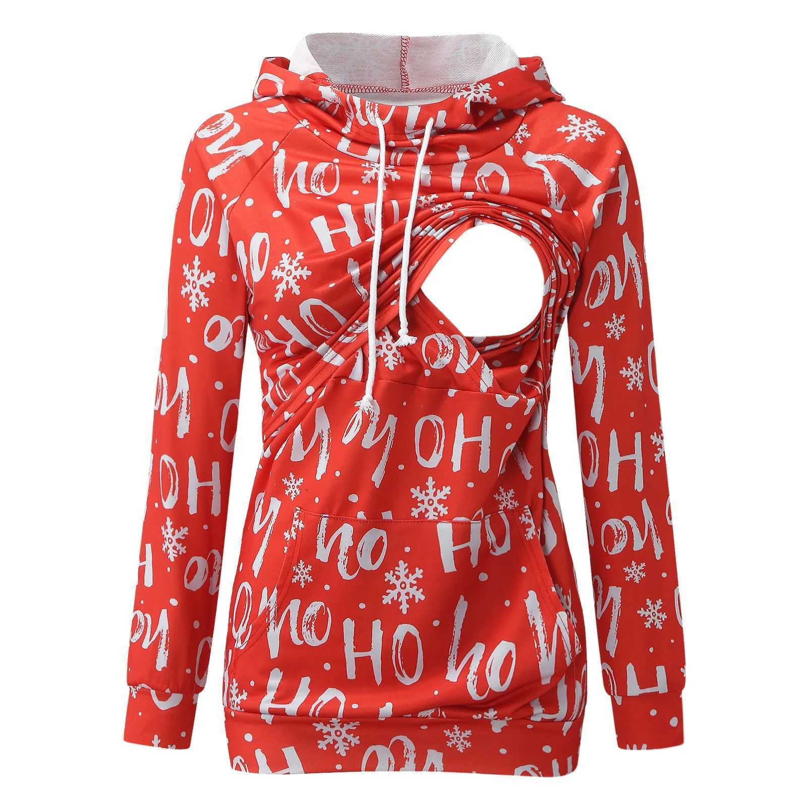 Womens Fleece Maternity Nursing Hoodie Sweatshirt Hoodies Long Sleeve Breastfeeding Pregnancy Top Kangaroo Pocket Clothes W250207