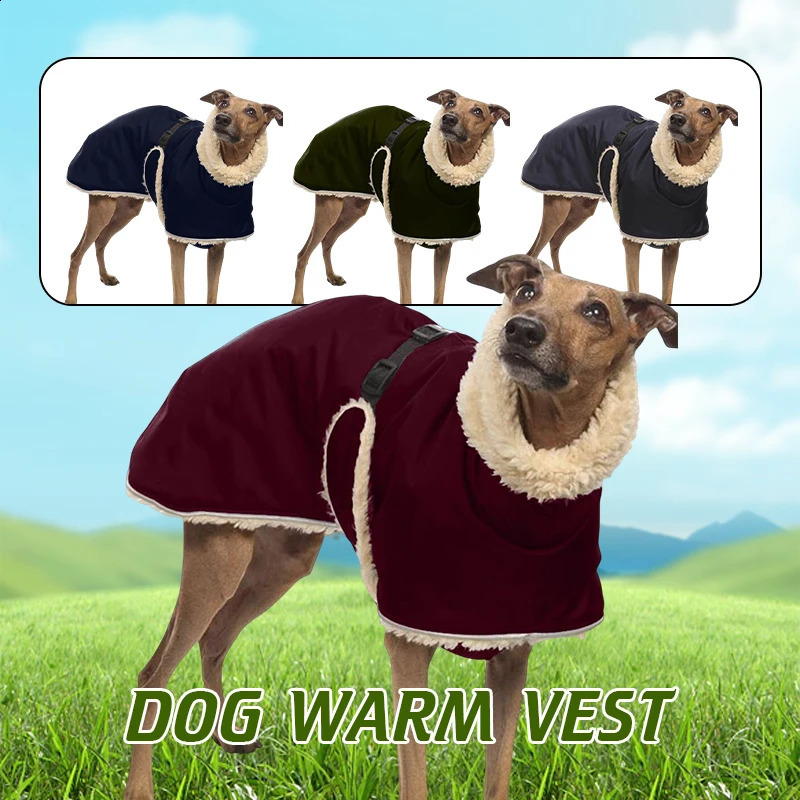Greyhound Fleece Lined Dog Jacket Winter Warm Dog Clothes Pullover Waterproof Thick Dog Jacket Pet High Collar Jumper Sweater 250206