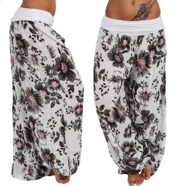 Women Boho Loose Pants Paisley Print High Waist Ankle Tied Harem Baggy Long Bloomers Trousers Female Pantalones 250206