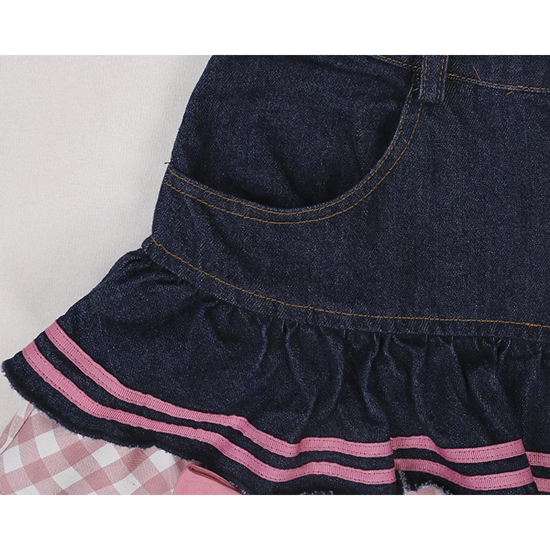 2024 Sweet Lolita Mini Denim Skirts Women Gothic Lace Plaid Hearts Ruffles Jk Skirt Japanese Sexy Y2k Punk Tiered Skirt 250207