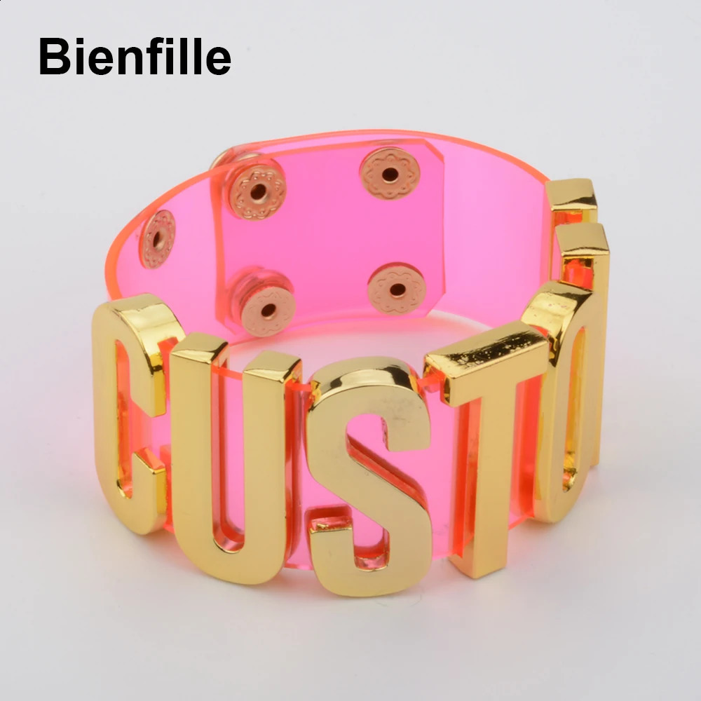 Fashion Cosplay Jewelry Customized Gift Handcrafted Custom Letter Bracelet Harajuku Kawaii Personalized Name Clear PVC Cuff 250206