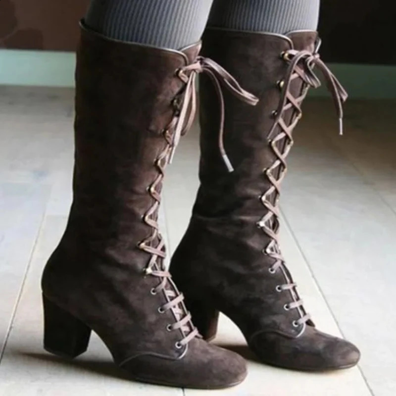 Trendy Womens Boots Autumn Winter Roman Knight High Round Toe Thick Sole Height Increasing Anti Slip Shoes 250117