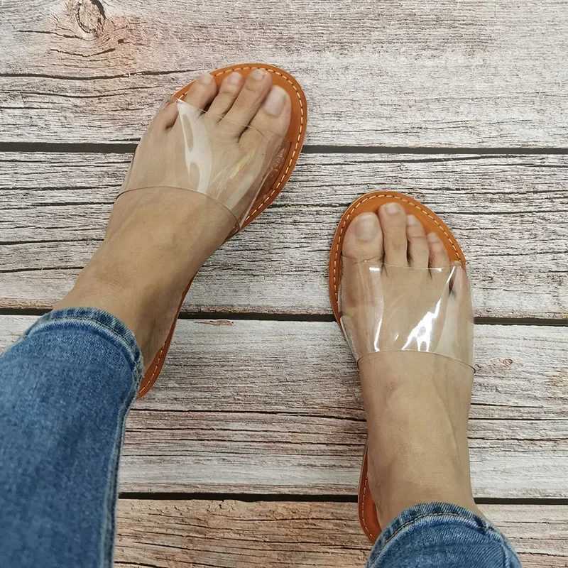 High Quality Fi Summer Women Slippers Clear Transparent Slip- Jelly Shoes Ladies Flat Beach Outdoor Holiday SlidesXJ250207