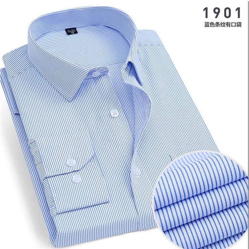 Spring Mens Striped long-sleeved Shirt Non-ironing Anti-wrinkle Comfortable Breathable Business Casual Fashion Slim Fit 250206