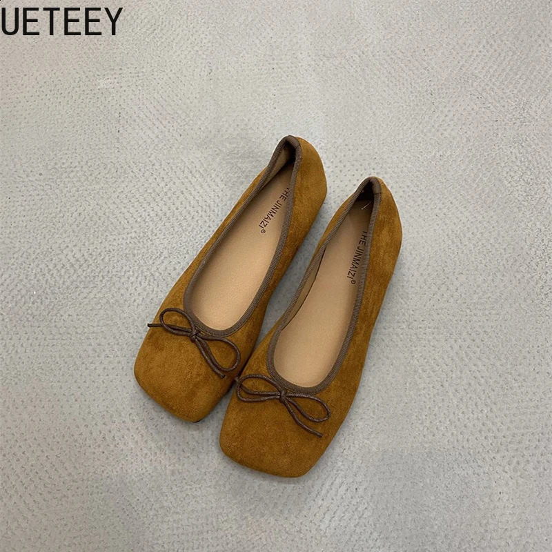 er Spring Square Toe Women Mary Jane Shoes Fashion Butterfly-knot Shoes Concise Soft Sole Dress Street Style Shoes 250206