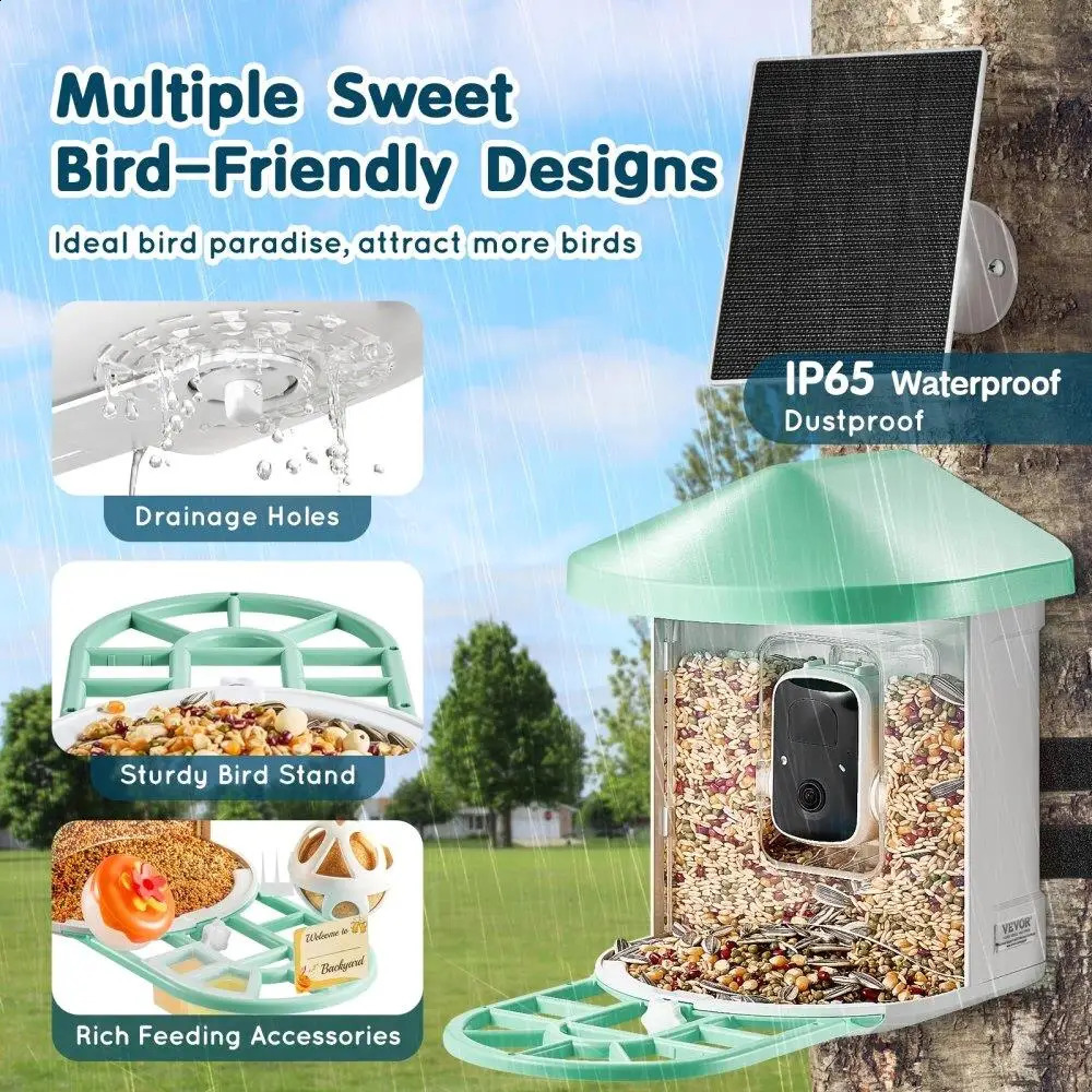 2K HD Smart Bird Feeder with AI Camera - Automatic Bird Species Identification and Capture 250207