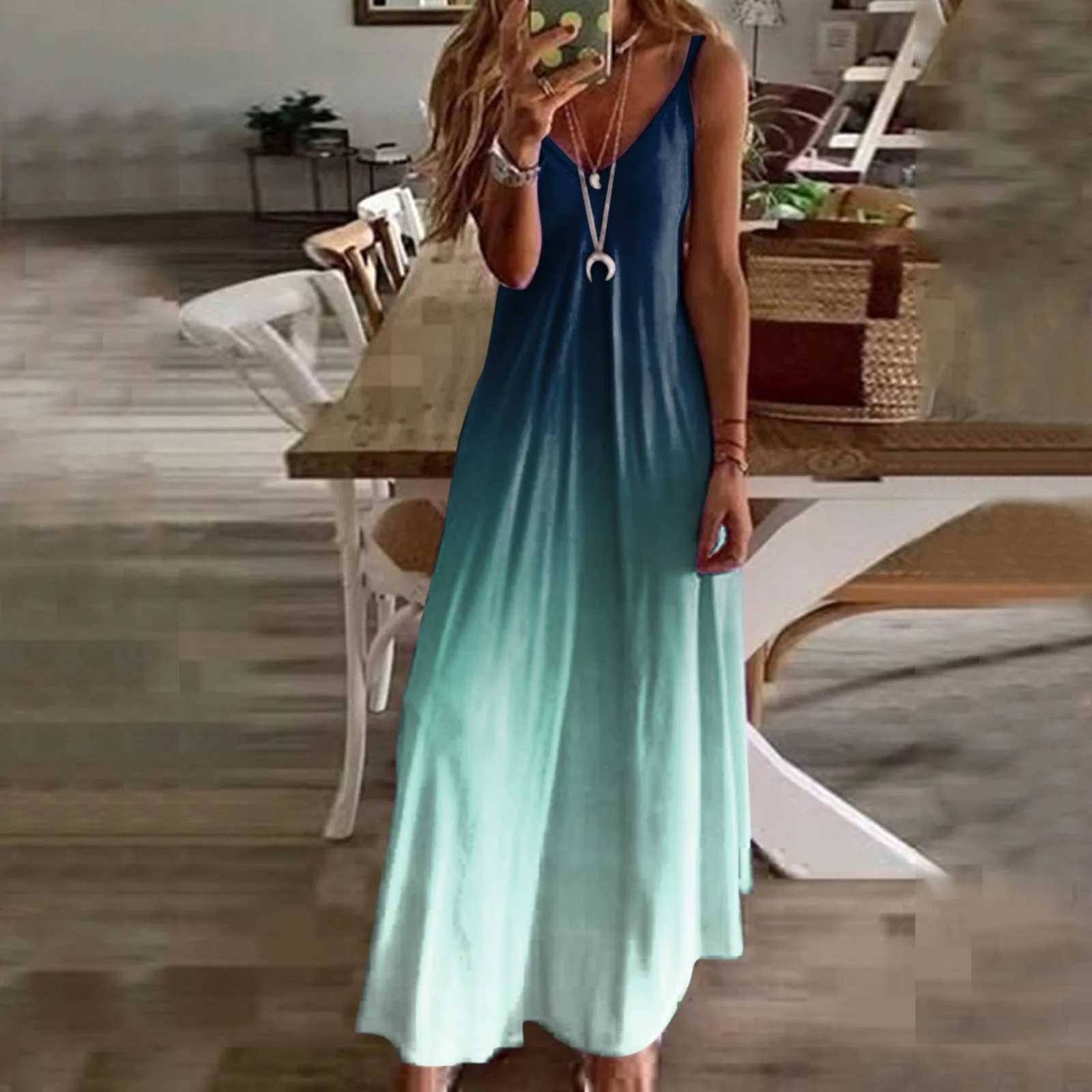 Summer Dresses Sexy Outfits 2023 Plus Size Sveless Boho Sundress V Neck Long Dresses Beach Dress Fe Vintage Beach DressesXJ2500207