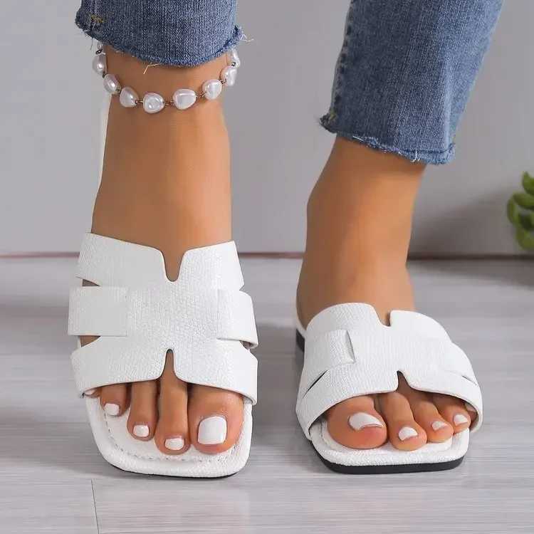 Summer Women Sandals New Outdoor Plus Size 43 Open Toe Flat Slippers Female Square Head Beach Woman Shoes Zapatos De MujerXJ250207