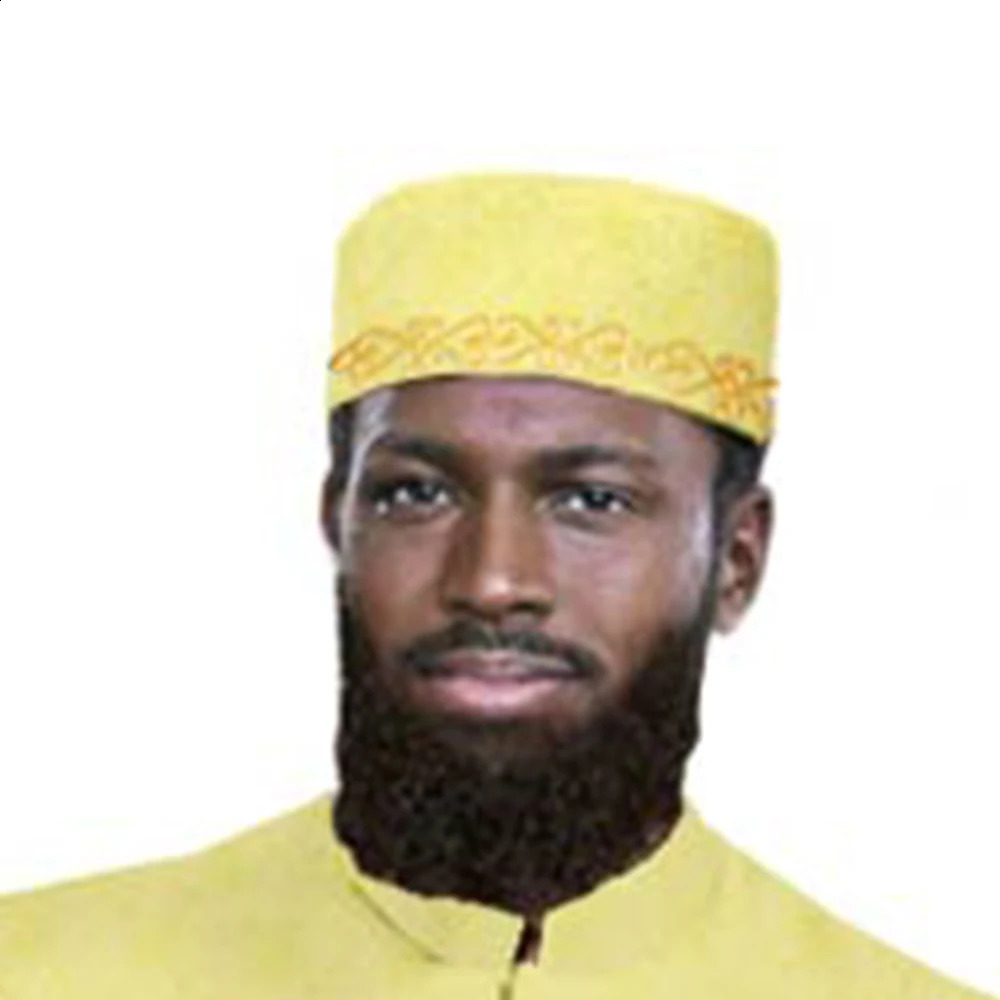 Men Prayer Hats Islamic African Muslim Kippah Arab Caps Men Arabia Cotton Gold Embroidery Wrap Muslim Islam Men Hat Headscarf 250207