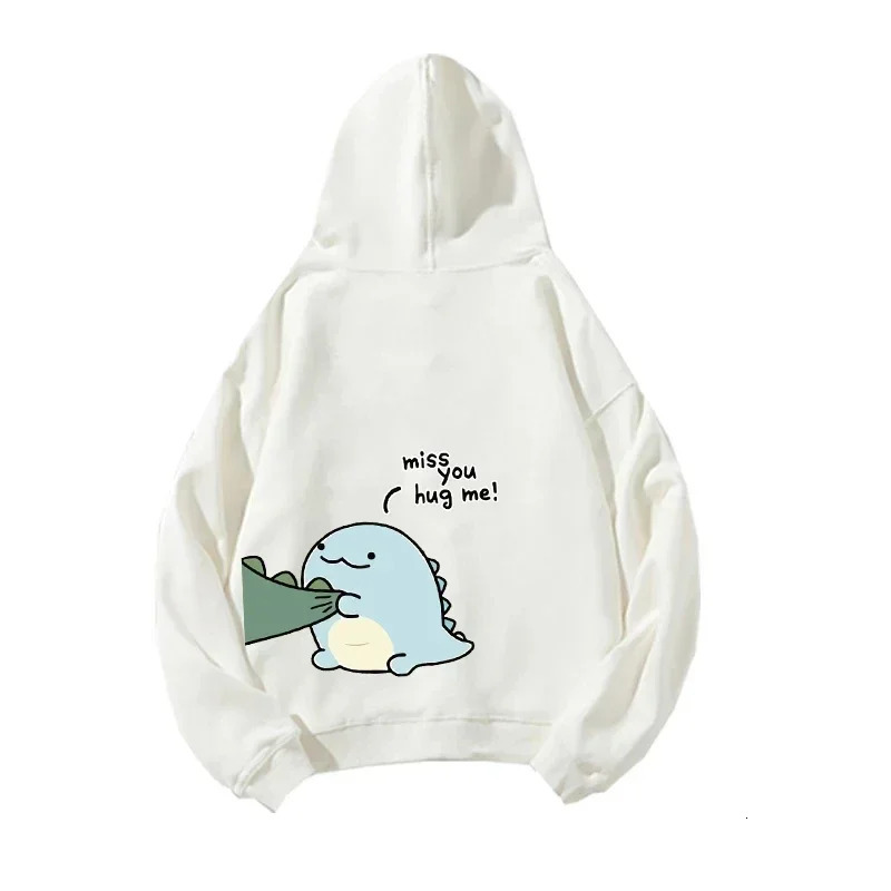 SpringSummer Couple Hoodies Fun Dinosaur Print Long Sleeve Sports Shirts Neutral Y2K Top 250207