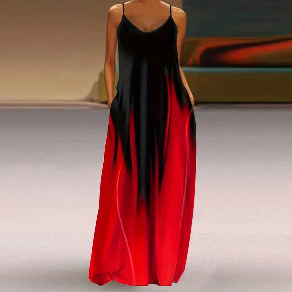 New Style Suspender Dress Colorful Gradient V-Neck Sveless Vest Maxi Dress Fashionable Backless Long Dress Summer For WomenXJ2500207