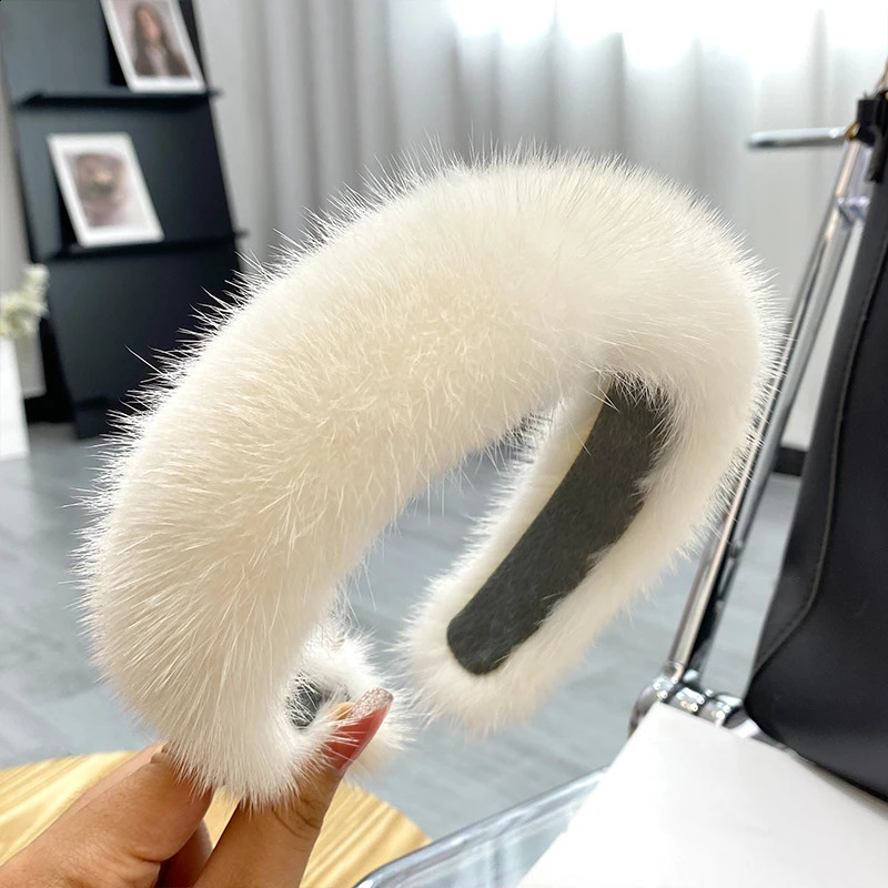 Women winter 100% Real Mink Fur Headbands High Quality Real Fur Hair Band Lady Fashion Hair Hoop Furry Gift 250207