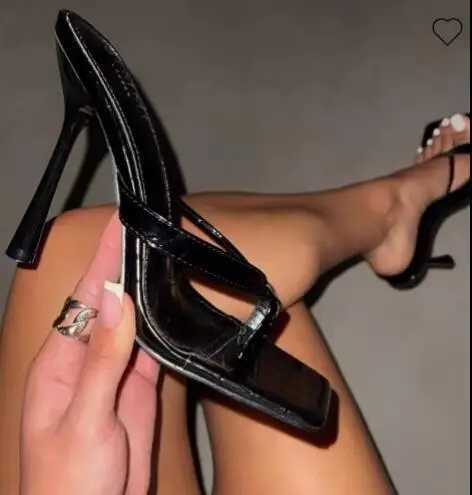 2024 women new snake pattern leather stiletto high-heeled sandals and slippers female large size high-heeled slippers womenXJ250207