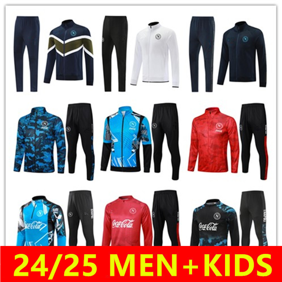 2024 Napoli Football tracksuit Pre Match jacket 23 24 25 SSC Naples jogging long sleeve Strike Drill Soccer training suit Men Kids Futbol chandal