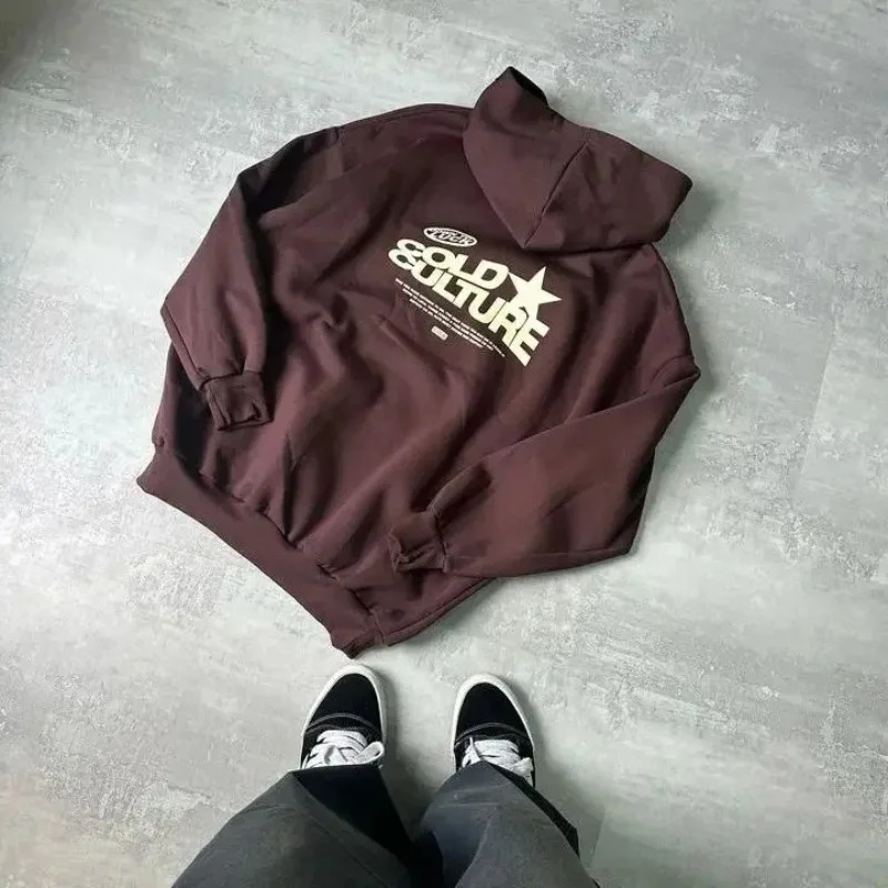Trend Mens and Womens Pure Cotton Printed Fallow Hoodie Street European American Fashion 250207