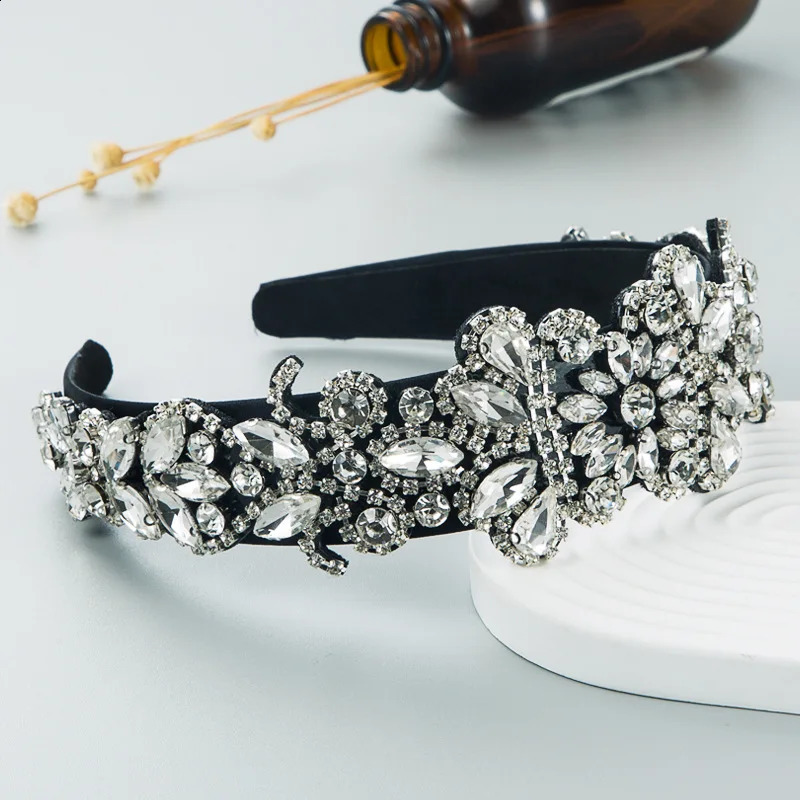 Baroque Court Headband Retro Wide-brimmed Hair Hoop Womens Rhinestone Hair Accessories Prom Street Shooting Gift Headband 250207