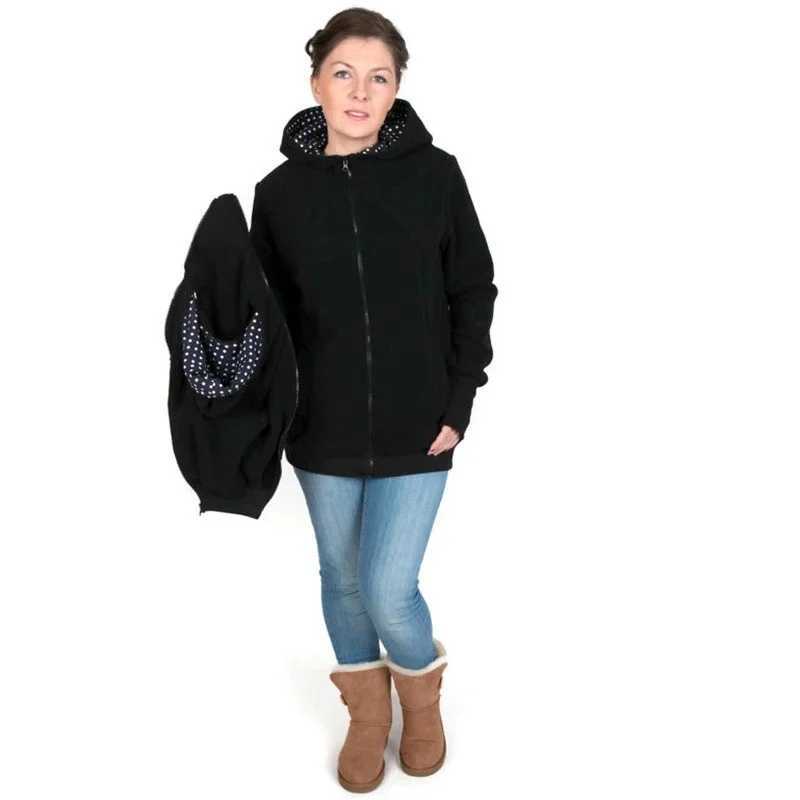3-in-1 Kangaroo Moms Coats Multi functional Hooded Solid Warm Jackets Postpartum Mom Outdoor Baby Strap Breastfeeding Sweater W250207