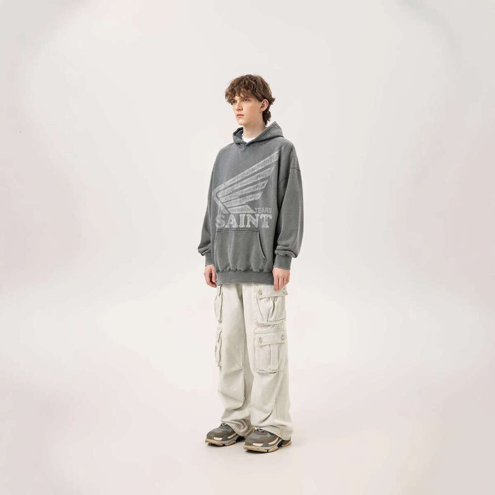 FTF washed old stir fried salt vintage looped hoodie Saint Michael trendy hooded sweatshirt